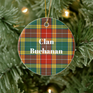 Klan Buchanan Old Sett Tartan Julgransprydnad Keramik