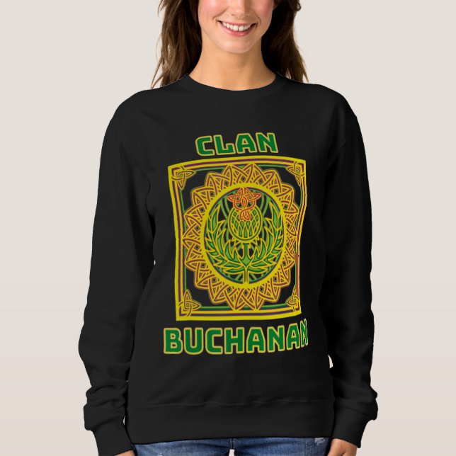 Klan Buchanan Scottish Celtic Thistle T Shirt (Framsida)
