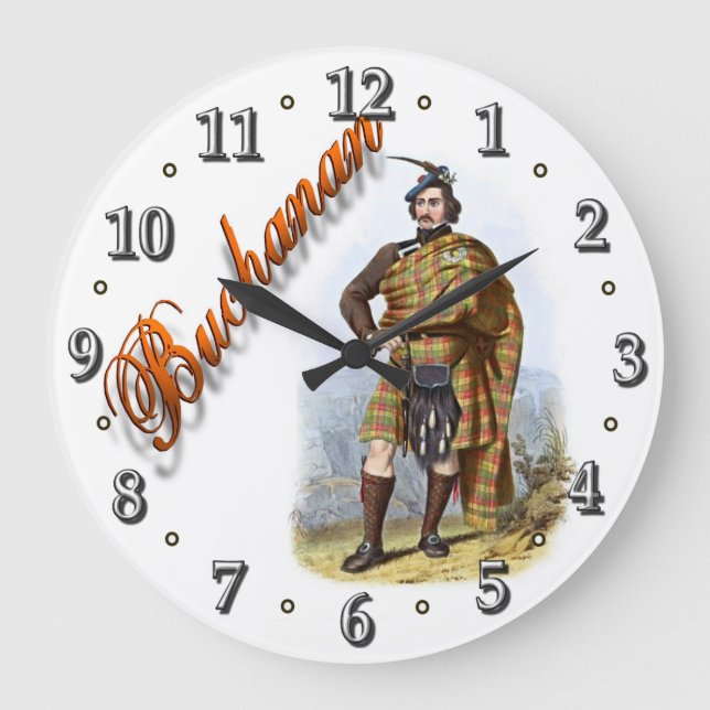 Klan Buchanan Scottish Dream Clock Stor Klocka (Framsida)