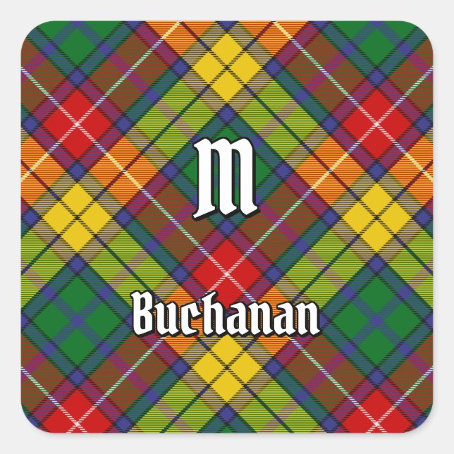 Klan Buchanan Tartan Fyrkantigt Klistermärke (Framsida)