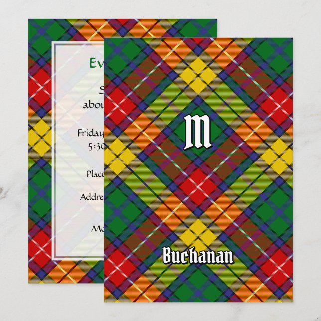Klan Buchanan Tartan Inbjudningar (Fram/baksida)