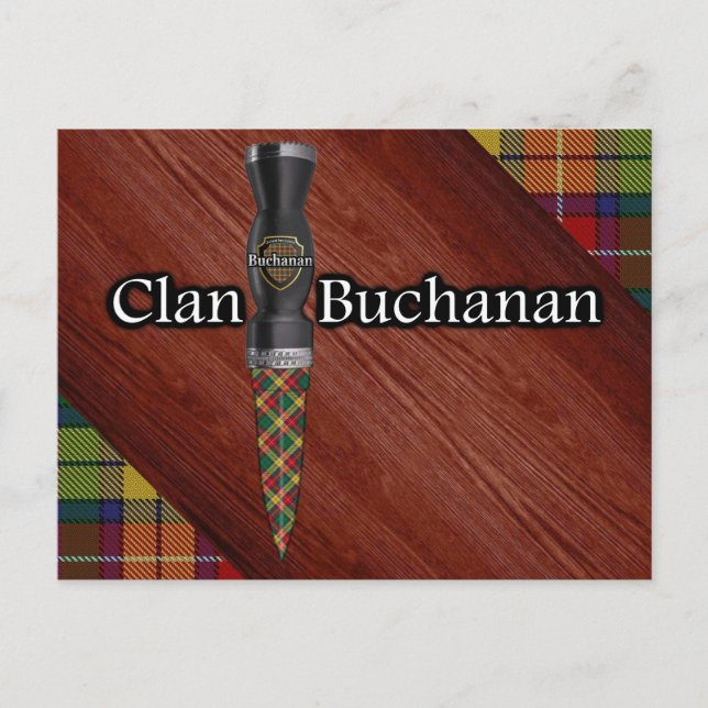 Klan Buchanan Tartan Sgian Dubh Blade Vykort (Framsida)