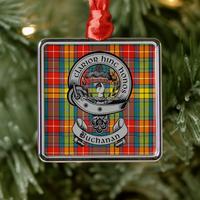 Klan Buchanan Vapensköld Badge & Tartan Julgransprydnad Metall (Träd)