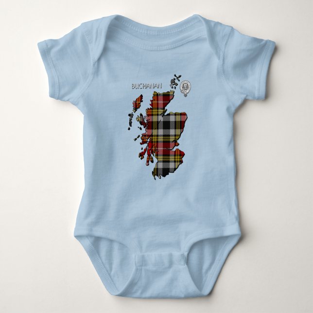 Klan Buchanan Vapensköld & Old Dress Tartan Karta T Shirt (Framsida)