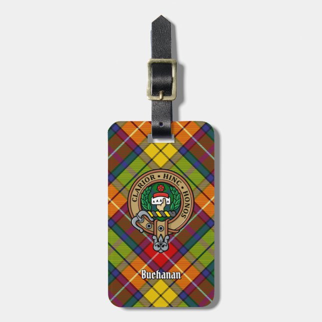 Klan Buchanan Vapensköld över Tartan Bagagebricka (Vertikal Framsida)