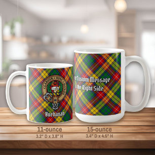 Klan Buchanan Vapensköld över Tartan Kaffemugg