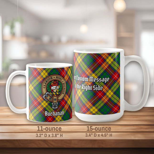 Klan Buchanan Vapensköld över Tartan Kaffemugg (Skapare uppladdad)