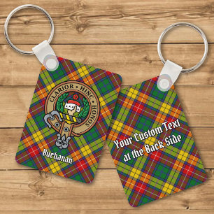 Klan Buchanan-Vapensköld över Tartan Keychain Nyckelring