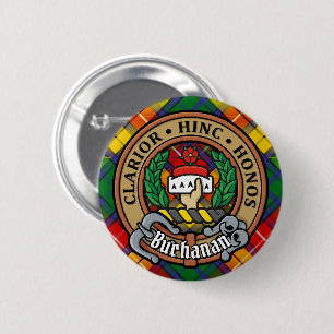 Klan Buchanan Vapensköld över Tartan Knapp