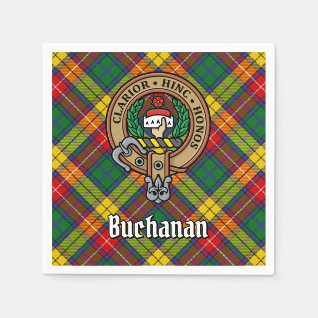 Klan Buchanan Vapensköld över Tartan Pappersservett (Framsidan)