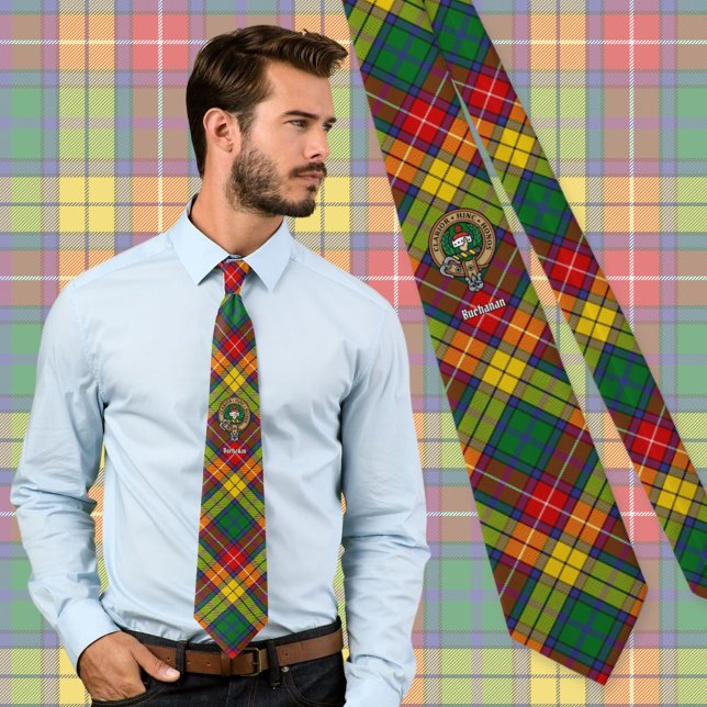 Klan Buchanan Vapensköld över Tartan Slips (Skapare uppladdad)