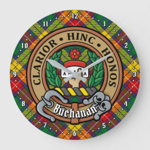 Klan Buchanan Vapensköld över Tartan Stor Klocka