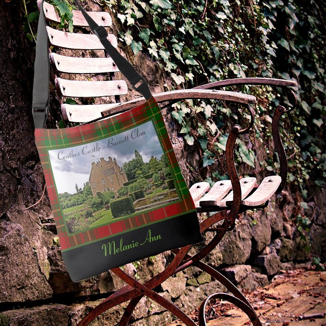 Klan Burnett Crathes Castle Tartan Ditt namn Photo Axelväska (Skapare uppladdad)