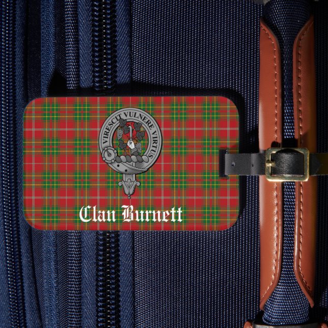 Klan Burnett Vapensköld Badge & Tartan Bagagebricka (Framsida Insitu 4)