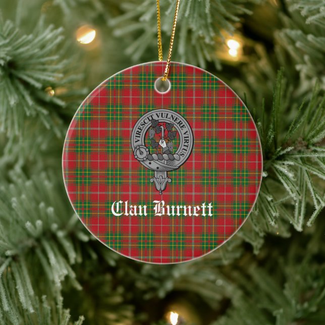 Klan Burnett Vapensköld Badge & Tartan Julgransprydnad Keramik (Träd)