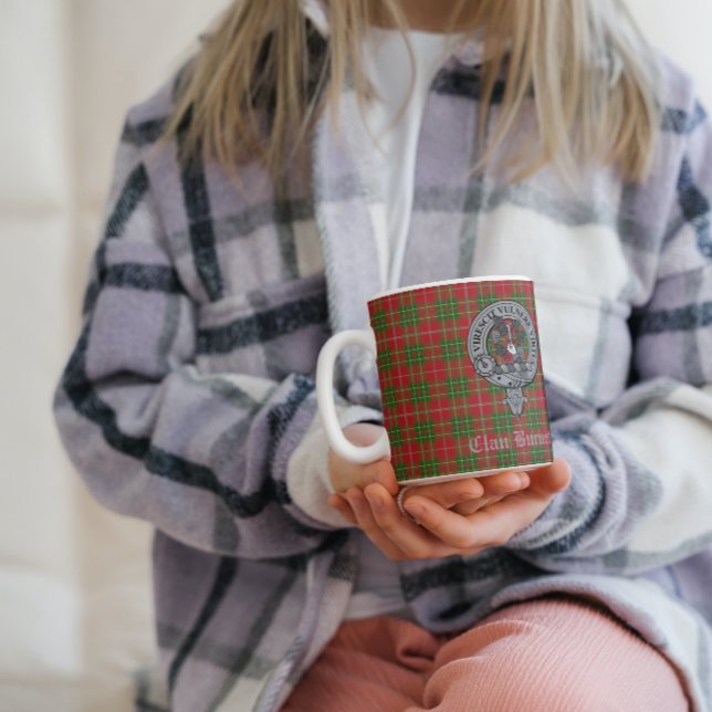 Klan Burnett Vapensköld Badge & Tartan Kaffemugg (Skapare uppladdad)