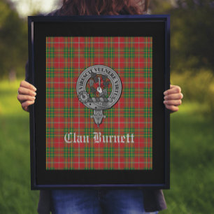 Klan Burnett Vapensköld Badge & Tartan Poster
