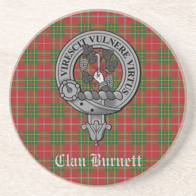 Klan Burnett Vapensköld Badge & Tartan Underlägg (Framsidan)