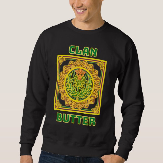 Klan Butter Scottish Celtic Thistle Lång Ärmad Tröja (Framsida)