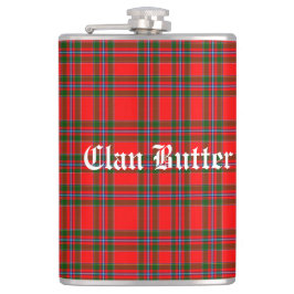 Klan Butter Tartan och Anpassningsbar Text Fickplunta