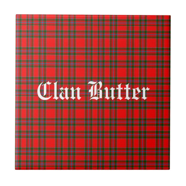Klan Butter Tartan och Anpassningsbar Text Kakelplatta (Framsidan)