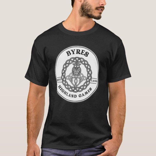Klan Byres Scottish Thistle Highland Games T Shirt (Framsida)