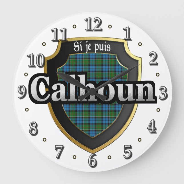 Klan Calhoun Tartan Scottish Dream Clock Stor Klocka (Framsida)