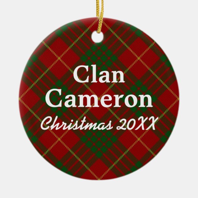 Klan Cameron Scottish Tartan Julgransprydnad Keramik (Framsidan)