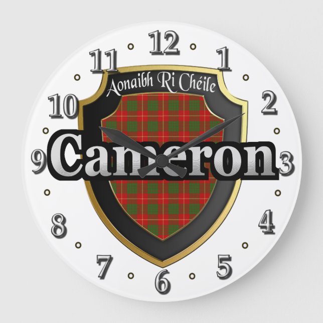 Klan Cameron Tartan Scottish Dream Clock Stor Klocka (Framsida)