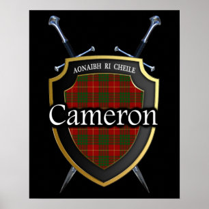 Klan Cameron Tartan Scottish Shield & Swords Poster