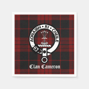 Klan Cameron Vapensköld Badge och Tartan Pappersservett