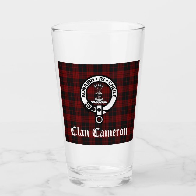Klan Cameron Vapensköld Badge & Tartan Glaskopp (Framsida)