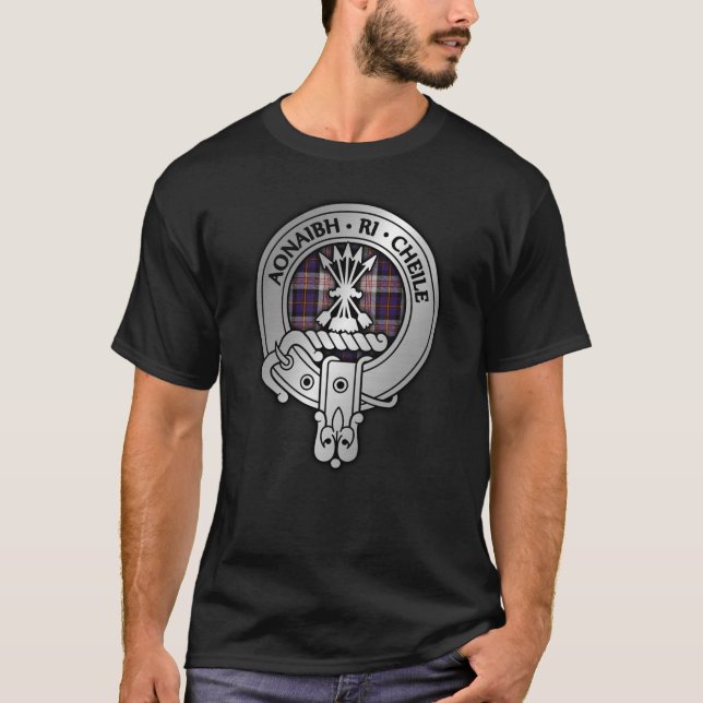 Klan Cameron Vapensköld & Erracht Dress Tartan T Shirt (Framsida)