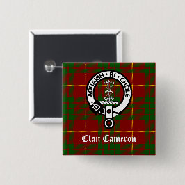 Klan Cameron Vapensköld och Tartan Knapp