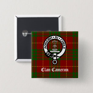 Klan Cameron Vapensköld och Tartan Knapp