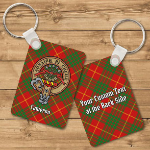 Klan Cameron Vapensköld över Tartan Nyckelring