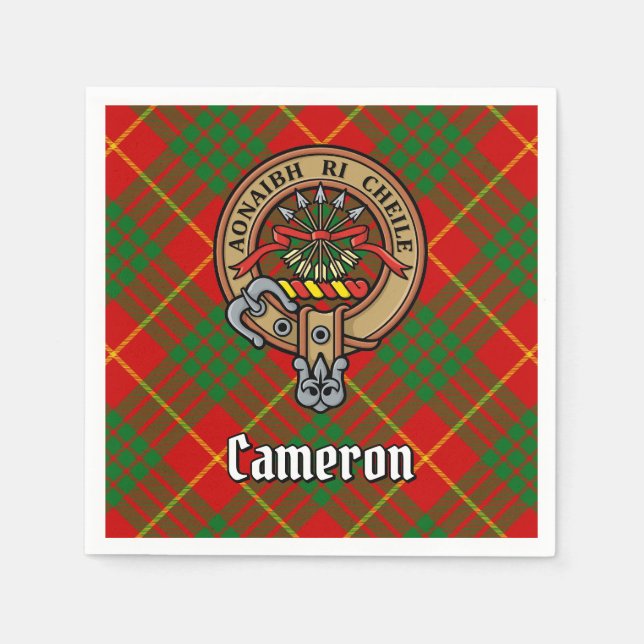 Klan Cameron Vapensköld över Tartan Pappersservett (Framsidan)