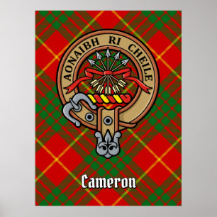 Klan Cameron Vapensköld över Tartan Poster