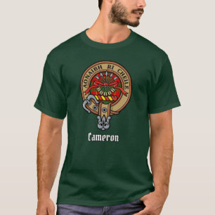 Klan Cameron Vapensköld över Tartan T Shirt