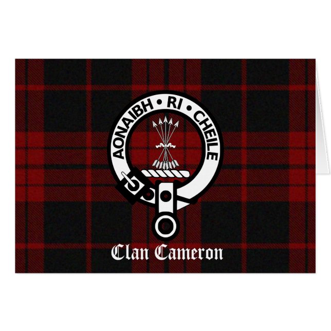 Klan Cameron Vapensköld & Tartan Hälsningskort (Framsidan Horizontal)