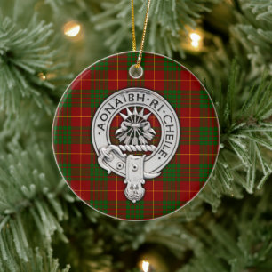 Klan Cameron Vapensköld & Tartan Julgransprydnad Keramik