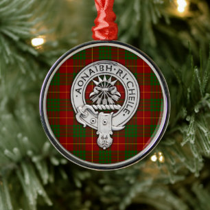 Klan Cameron Vapensköld & Tartan Julgransprydnad Metall