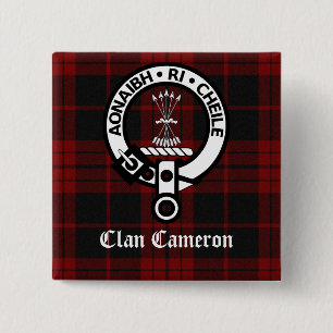 Klan Cameron Vapensköld & Tartan Knapp