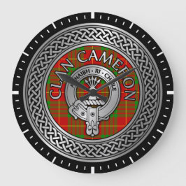 Klan Cameron Vapensköld & Tartan Knot Large Clock Stor Klocka