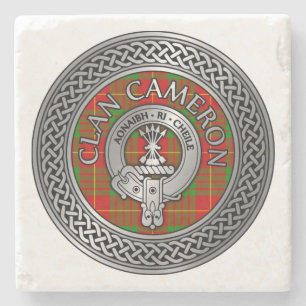 Klan Cameron Vapensköld & Tartan Knot Stone Underl Stenunderlägg