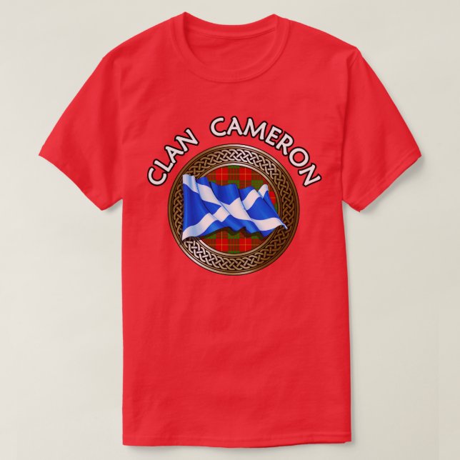 Klan Cameron Vapensköld Tartan Knot T Shirt (Design framsida)