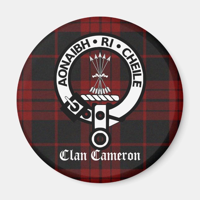 Klan Cameron Vapensköld & Tartan Magnet (Framsidan)