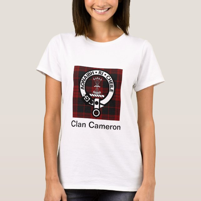 Klan Cameron Vapensköld & Tartan Tee Shirt (Framsida)