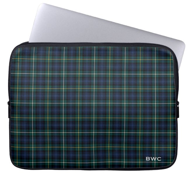 Klan Campbell of Argyll Tartan Blue Play Monogram Laptop Sleeve (Framsidan)
