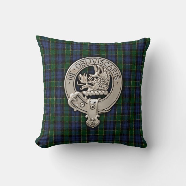 Klan Campbell Vapensköld & Breadalbane Tartan Kudde (Framsida)